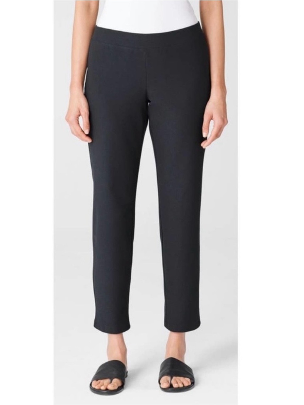 Eileen Fisher Black Cropped Ponte Pull-On Pants